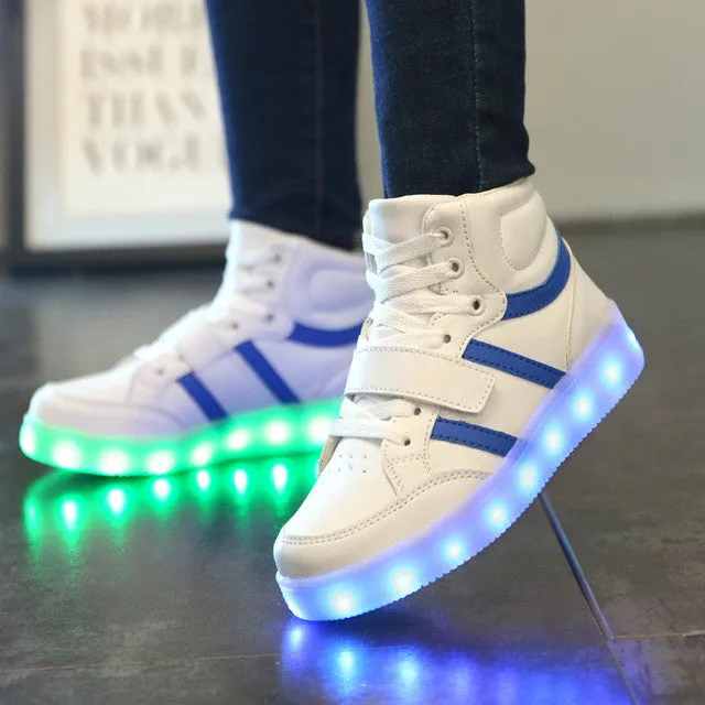 New Summer Children Breathable Sneakers Fashion Sport Led Usb Luminous Lighted Shoes for Kids Running Boys Casual Girls Flats