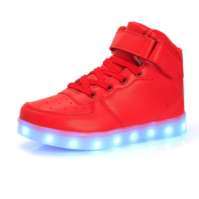 New Summer Children Breathable Sneakers Fashion Sport Led Usb Luminous Lighted Shoes for Kids Running Boys Casual Girls Flats