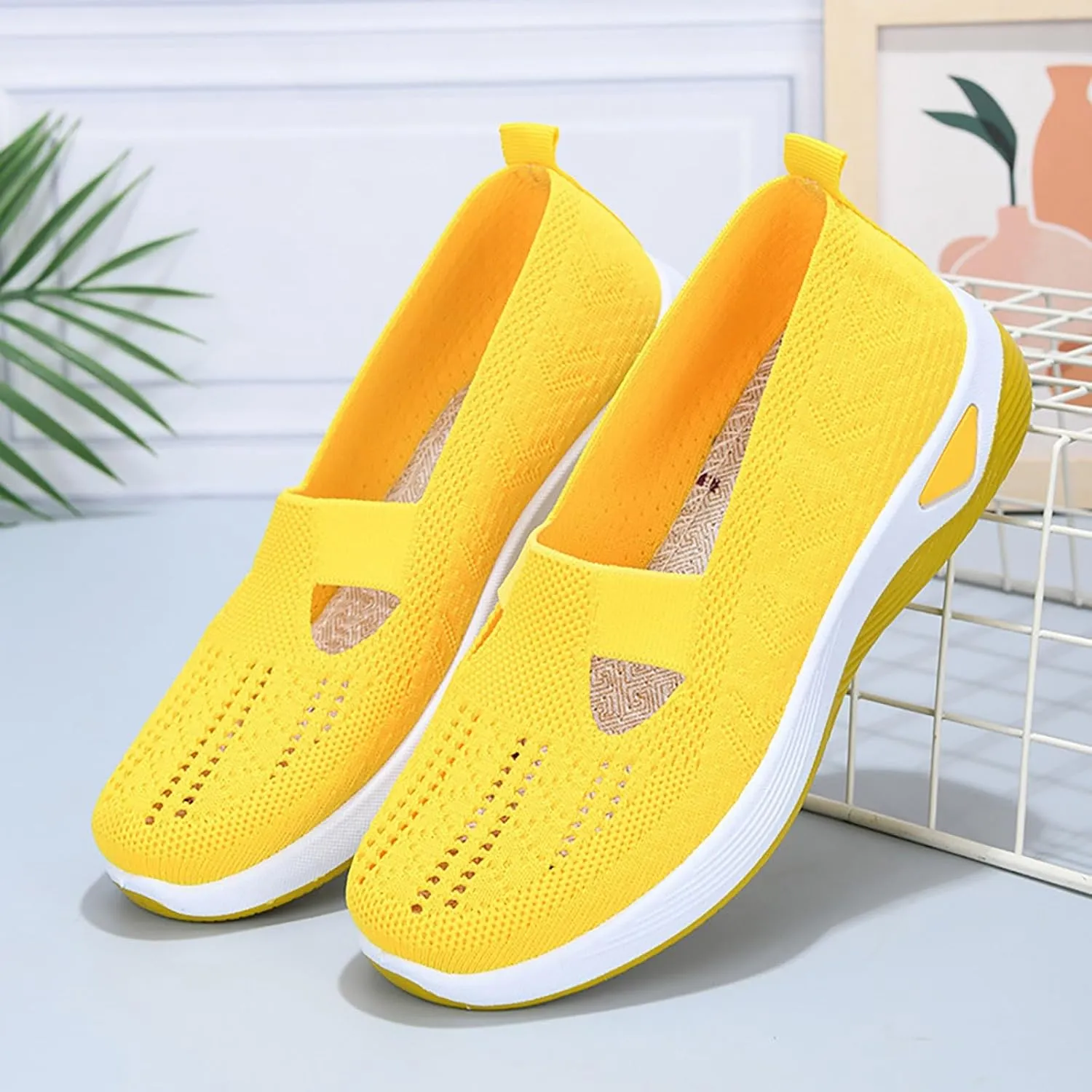 Orthopedic Shoes for Women 2025 New Women's Woven Slip On Shoes Women High Top Women Casual Shoes Fashion Sneakers Black Tennis Shoe Loafers Casual Slip On