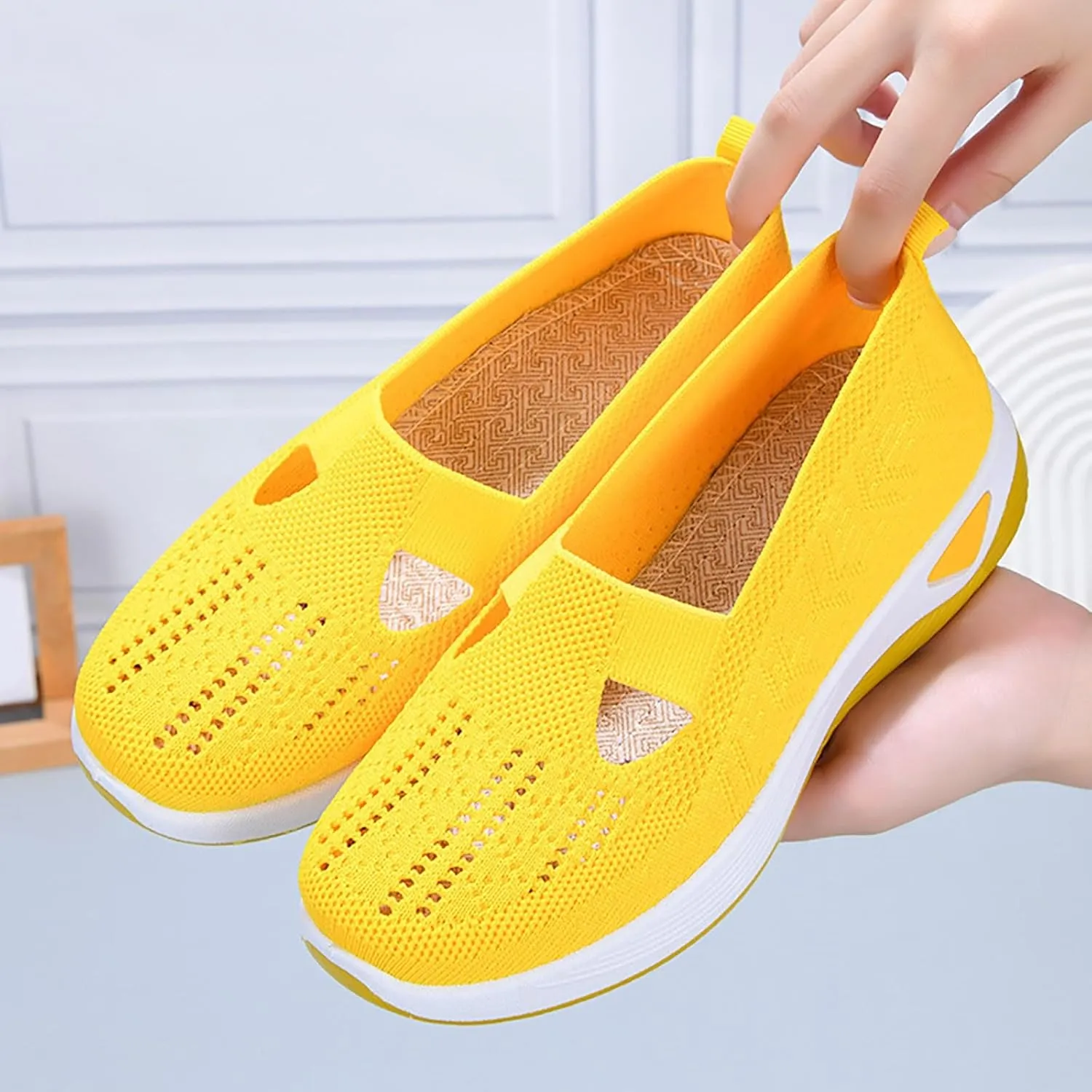 Orthopedic Shoes for Women 2025 New Women's Woven Slip On Shoes Women High Top Women Casual Shoes Fashion Sneakers Black Tennis Shoe Loafers Casual Slip On