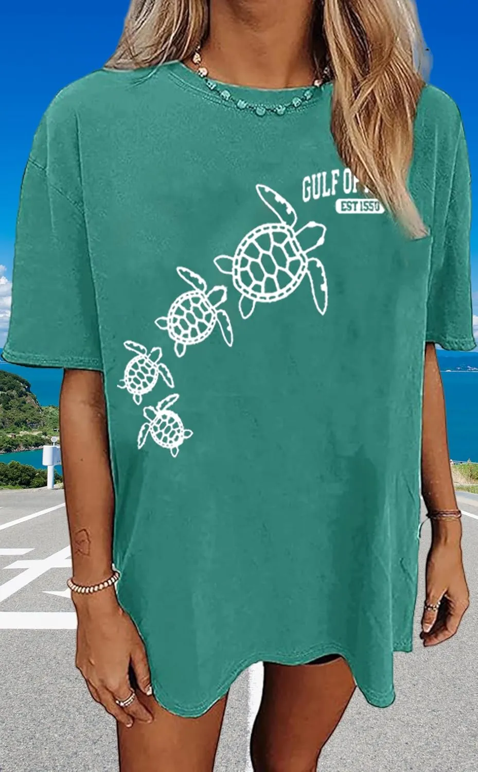 Oversized Graphic Tees for Women Summer Beach Vacation Shirts Coconut Tree Casual Loose T-Shirt Tops