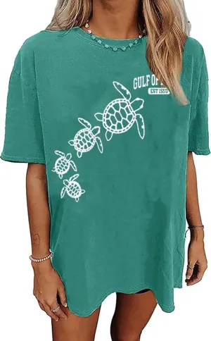 Oversized Graphic Tees for Women Summer Beach Vacation Shirts Coconut Tree Casual Loose T-Shirt Tops