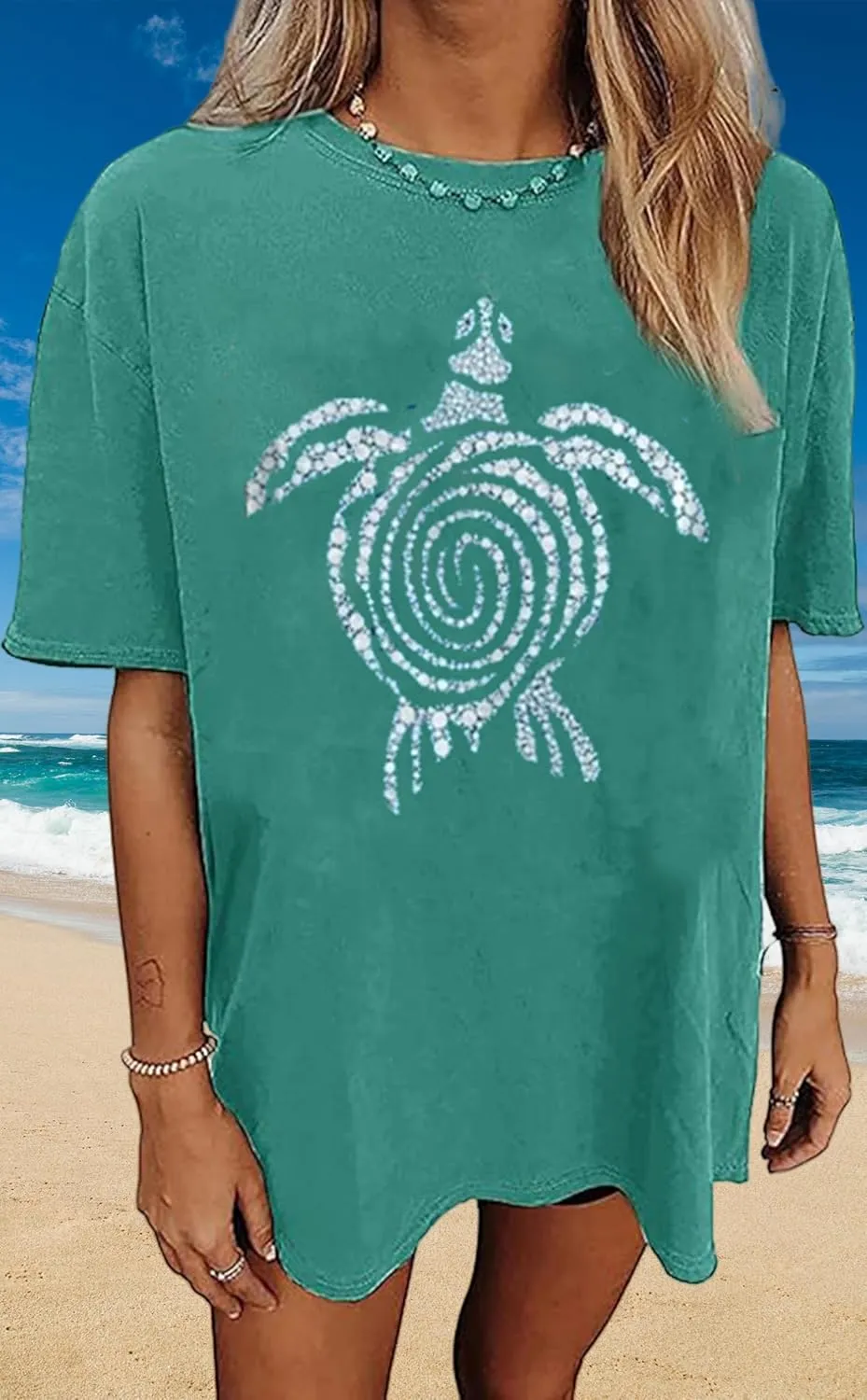 Oversized Graphic Tees for Women Summer Beach Vacation Shirts Coconut Tree Casual Loose T-Shirt Tops