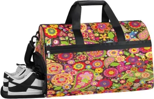 Paisley Colorful Sports Gym Bag with Wet Pocket & Shoes Compartment Waterproof Workout Duffel Bag for Women and Men Weekender Overnight Duffle Bag Travel Carry-on Tote