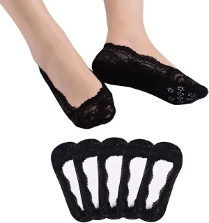 Panda Bros Women's Lace No Show Socks Low Cut Non Slip, Invisible with Flats, Pumps, Boat Liner Socks
