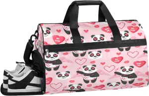 Panda Sports Gym Bag with Wet Pocket & Shoes Compartment Waterproof Workout Duffel Bag for Women and Men Weekender Overnight Duffle Bag Travel Carry-on Tote