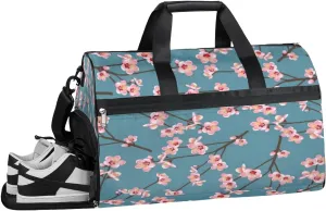 Peach Blossom Sports Gym Bag with Wet Pocket & Shoes Compartment Waterproof Workout Duffel Bag for Women and Men Weekender Overnight Duffle Bag Travel Carry-on Tote