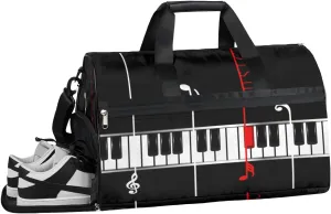 Piano Key Pattern Music Sports Gym Bag with Wet Pocket & Shoes Compartment Waterproof Workout Duffel Bag for Women and Men Weekender Overnight Duffle Bag Travel Carry-on Tote