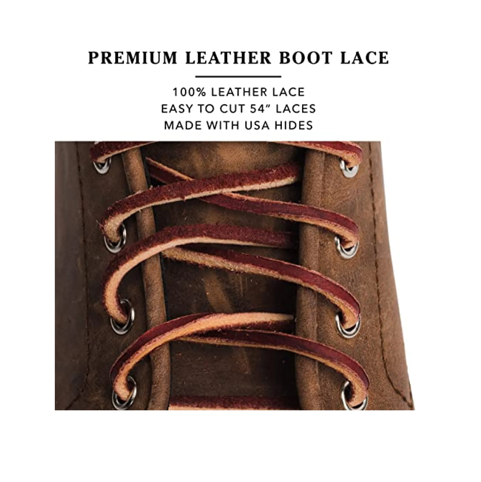 Premium Leather Boot Lace - Made with USA Hides - Premium Quality and Strength