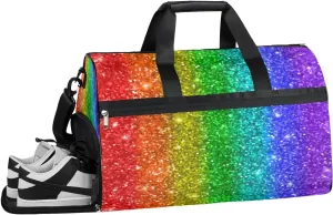Rainbow Pattern Sports Gym Bag with Wet Pocket & Shoes Compartment Waterproof Workout Duffel Bag for Women and Men Weekender Overnight Duffle Bag Travel Carry-on Tote