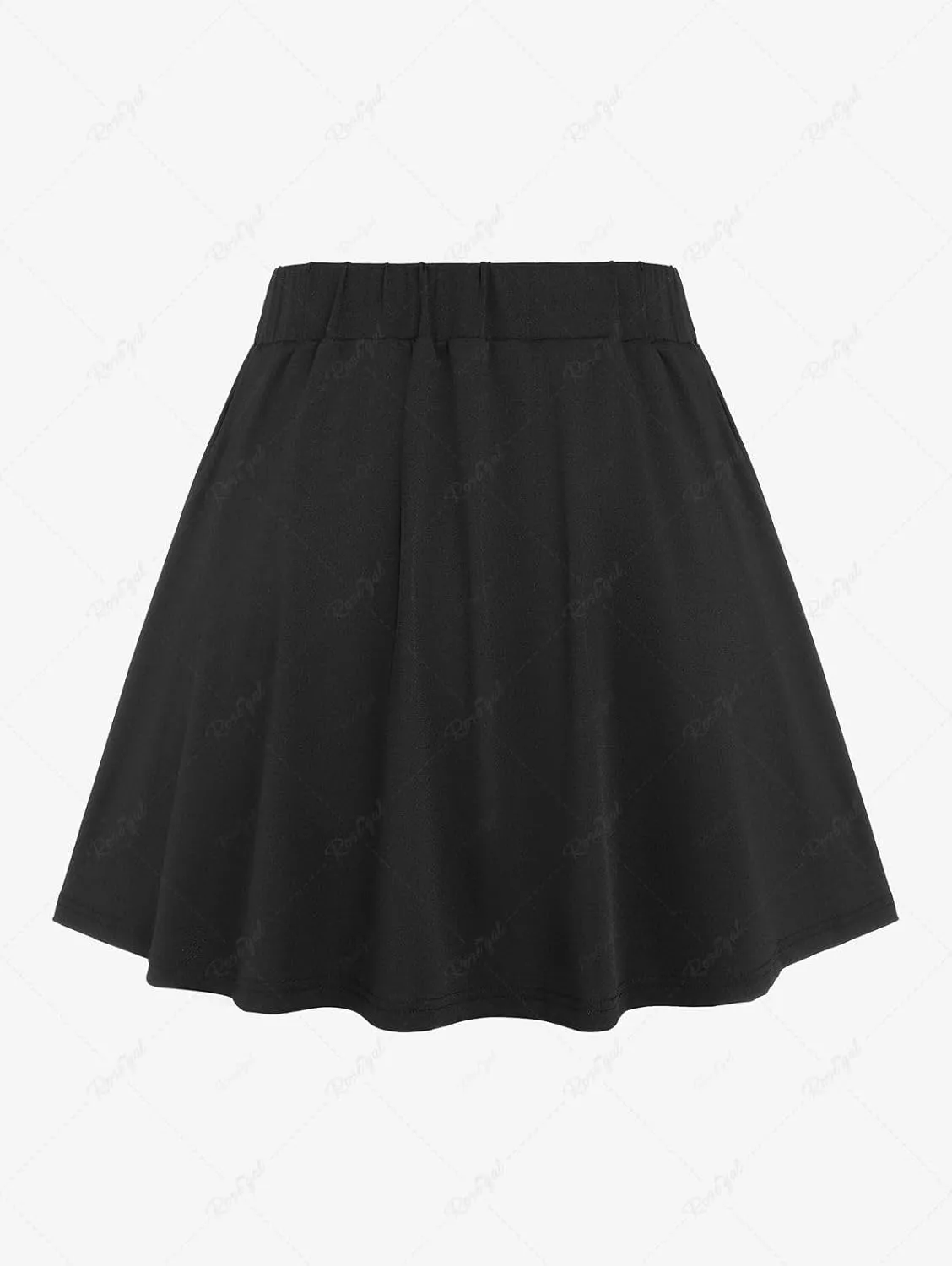 ROSE GAL Rosegal Plus Size Women High Waisted A Line Pleated Mini Skirt with Buckle Grommets Straps