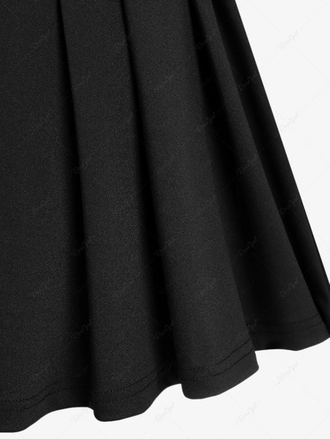 ROSE GAL Rosegal Plus Size Women High Waisted A Line Pleated Mini Skirt with Buckle Grommets Straps