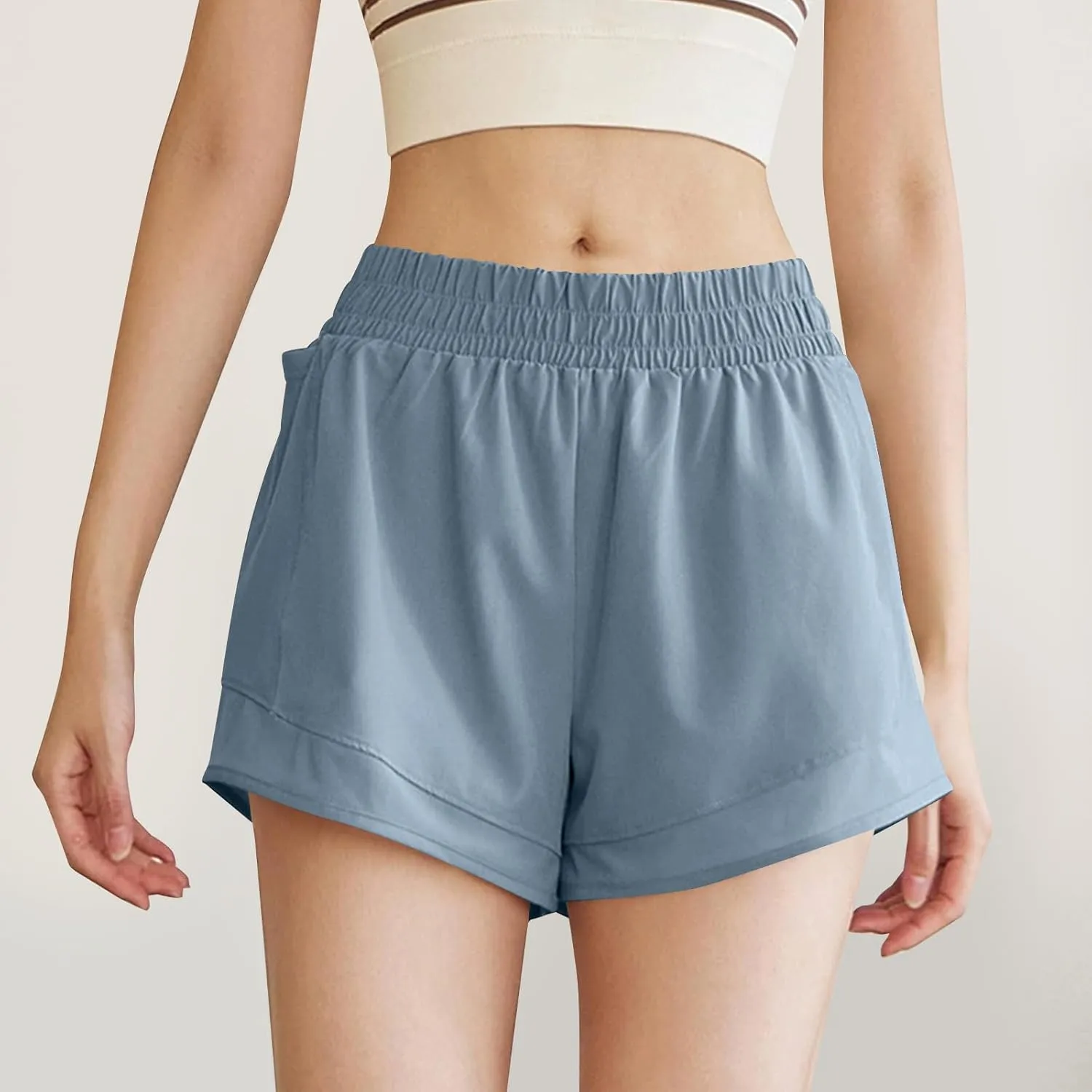 Running Shorts for Women Elastic High Waisted Workout Athletic Shorts Quick Dry Lounge Bottoms Beach Vacation Clothes