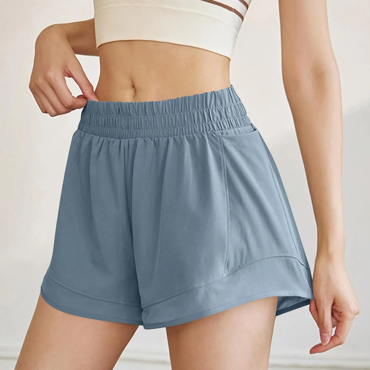Running Shorts for Women Elastic High Waisted Workout Athletic Shorts Quick Dry Lounge Bottoms Beach Vacation Clothes