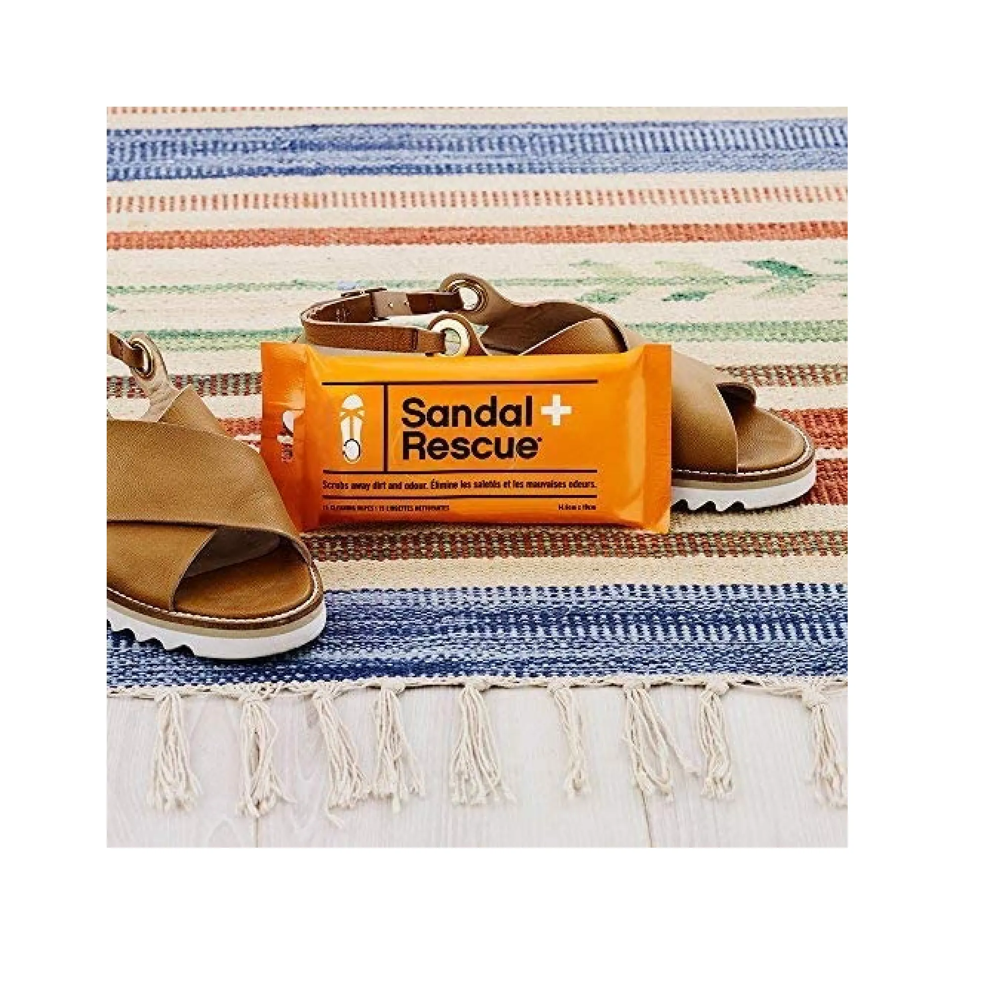 SandalRescue All-natural Sandal Cleaner Wipes for Suede and Leather Sandals Shoe Cleaning Wipe Scrubs Off Dirt and Oil Footprints and Cleans Sandals all Over 15 Pack
