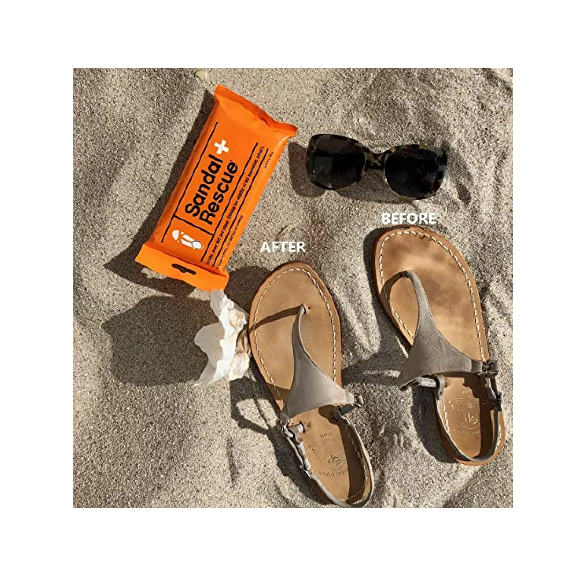 SandalRescue All-natural Sandal Cleaner Wipes for Suede and Leather Sandals Shoe Cleaning Wipe Scrubs Off Dirt and Oil Footprints and Cleans Sandals all Over 15 Pack