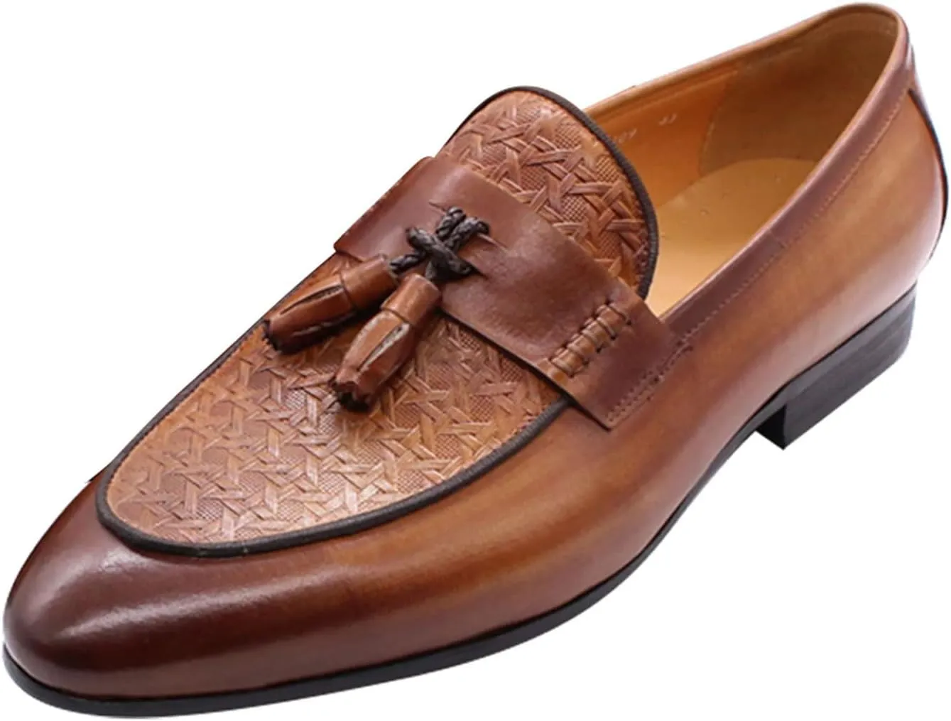 Santimon Men's Loafers Slip On Dress Casual Prom Tassel Shoes Mens Fashion Wedding Tuexdo Formal Business Suit Genuine Leather Penny Loafer Comfortable Walking Shoes