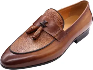 Santimon Men's Loafers Slip On Dress Casual Prom Tassel Shoes Mens Fashion Wedding Tuexdo Formal Business Suit Genuine Leather Penny Loafer Comfortable Walking Shoes