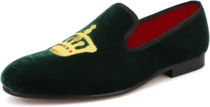 Santimon Mens Loafers Slip On Wedding Dress Casual Suede Velvet Penny Loafers Fashion Tuxedo Business Luxury Embroidered Crown Shoes Prom Smoking Party Disco Moccasins for Men