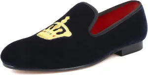 Santimon Mens Loafers Slip On Wedding Dress Casual Suede Velvet Penny Loafers Fashion Tuxedo Business Luxury Embroidered Crown Shoes Prom Smoking Party Disco Moccasins for Men