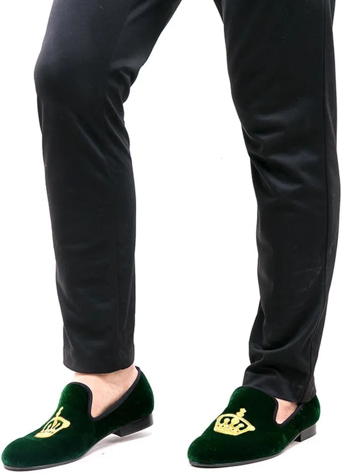 Santimon Mens Loafers Slip On Wedding Dress Casual Suede Velvet Penny Loafers Fashion Tuxedo Business Luxury Embroidered Crown Shoes Prom Smoking Party Disco Moccasins for Men