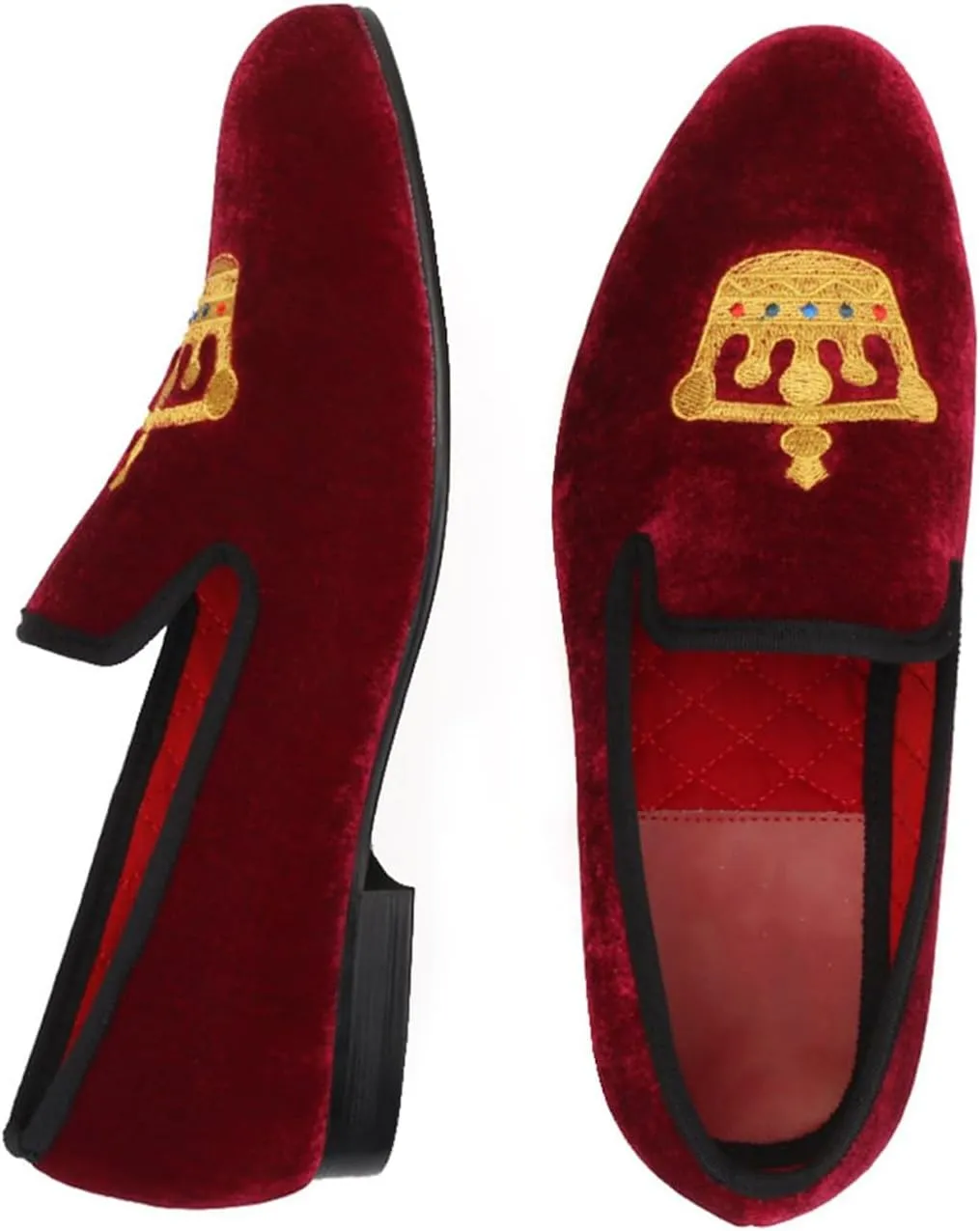 Santimon Mens Loafers Slip On Wedding Dress Casual Suede Velvet Penny Loafers Fashion Tuxedo Business Luxury Embroidered Crown Shoes Prom Smoking Party Disco Moccasins for Men