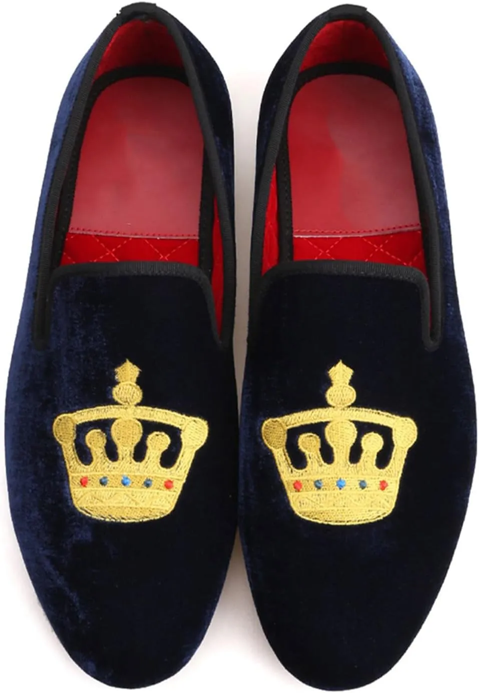 Santimon Mens Loafers Slip On Wedding Dress Casual Suede Velvet Penny Loafers Fashion Tuxedo Business Luxury Embroidered Crown Shoes Prom Smoking Party Disco Moccasins for Men