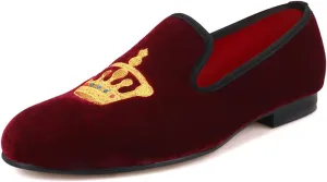 Santimon Mens Loafers Slip On Wedding Dress Casual Suede Velvet Penny Loafers Fashion Tuxedo Business Luxury Embroidered Crown Shoes Prom Smoking Party Disco Moccasins for Men