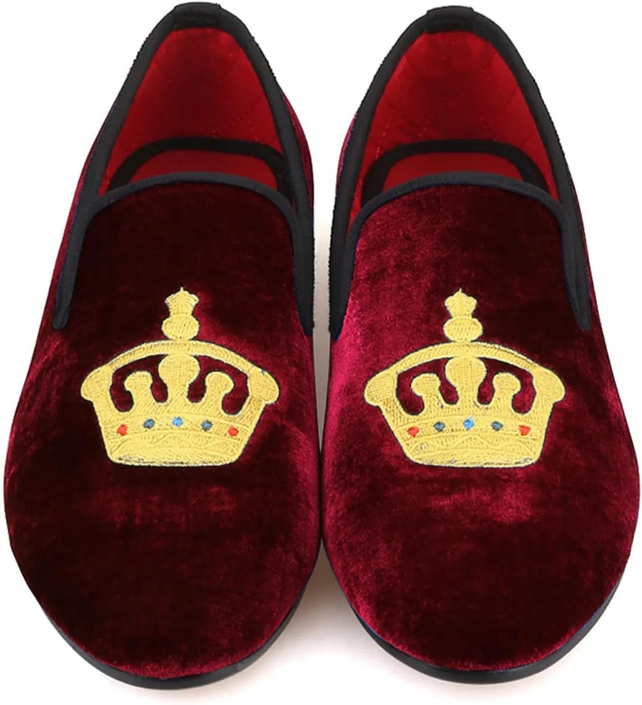 Santimon Mens Loafers Slip On Wedding Dress Casual Suede Velvet Penny Loafers Fashion Tuxedo Business Luxury Embroidered Crown Shoes Prom Smoking Party Disco Moccasins for Men