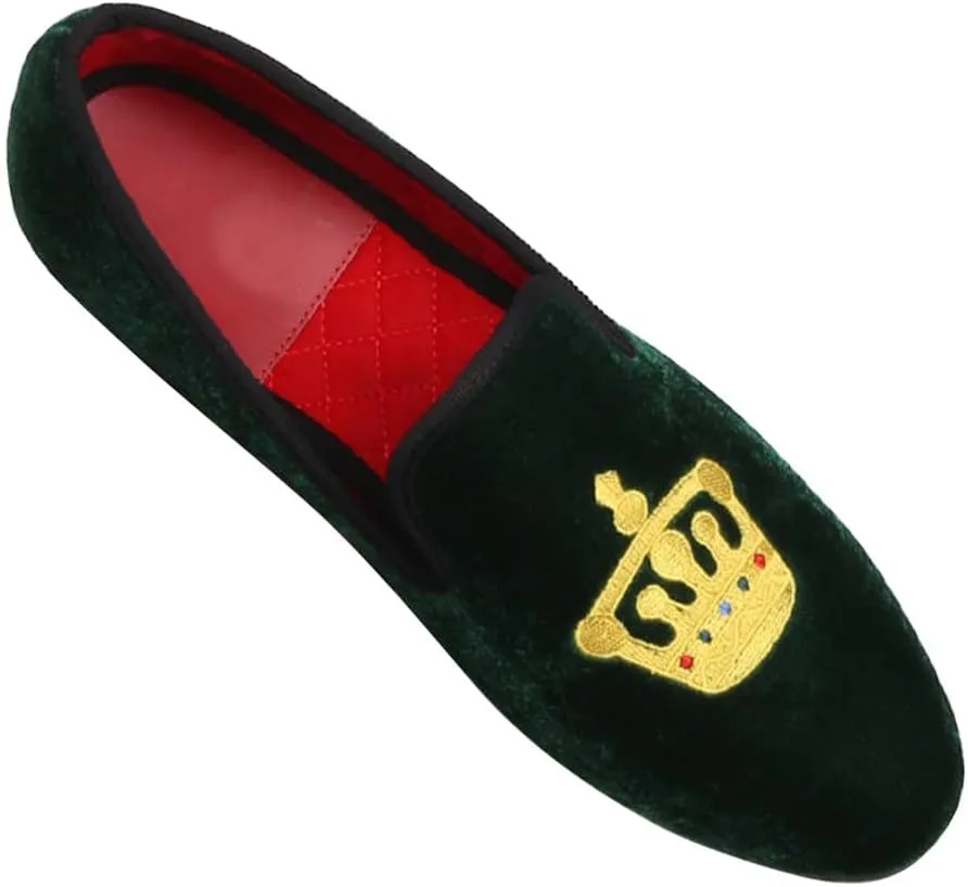 Santimon Mens Loafers Slip On Wedding Dress Casual Suede Velvet Penny Loafers Fashion Tuxedo Business Luxury Embroidered Crown Shoes Prom Smoking Party Disco Moccasins for Men
