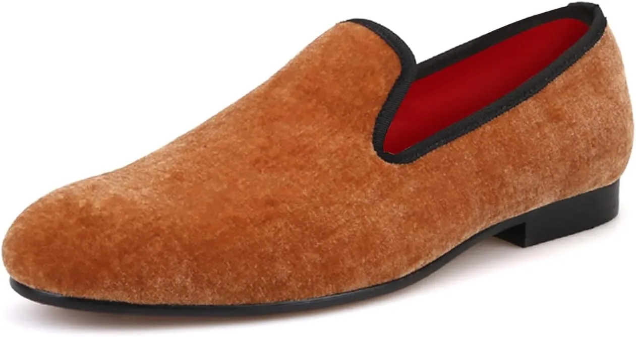 Santimon Mens Loafers Slip On Wedding Dress Velvet Penny Loafers Fashion Tuxedo Casual Business Luxury Suede Shoes Prom Smoking Party Disco Moccasins for Men