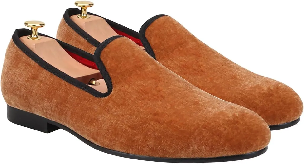 Santimon Mens Loafers Slip On Wedding Dress Velvet Penny Loafers Fashion Tuxedo Casual Business Luxury Suede Shoes Prom Smoking Party Disco Moccasins for Men