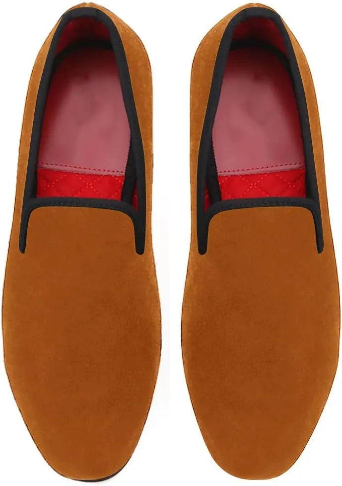 Santimon Mens Loafers Slip On Wedding Dress Velvet Penny Loafers Fashion Tuxedo Casual Business Luxury Suede Shoes Prom Smoking Party Disco Moccasins for Men