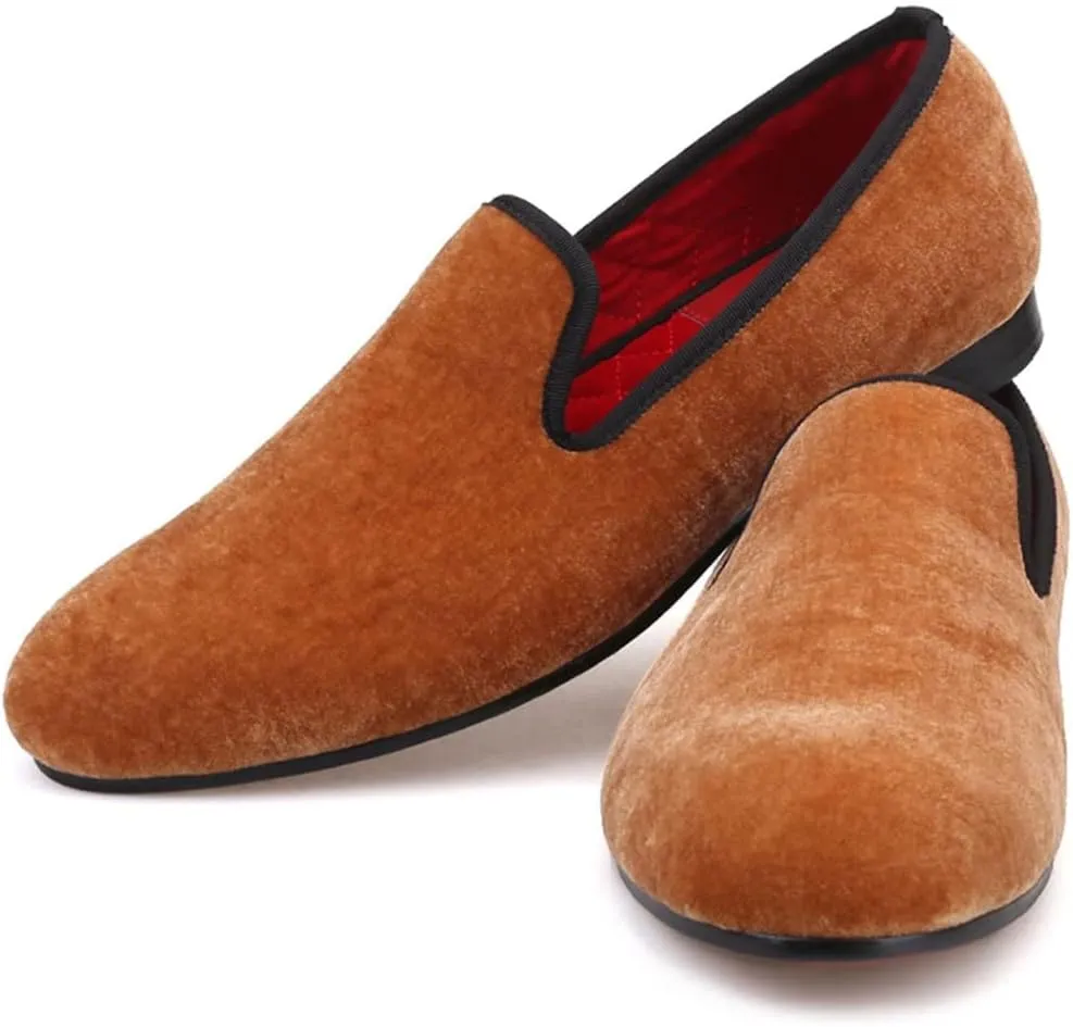 Santimon Mens Loafers Slip On Wedding Dress Velvet Penny Loafers Fashion Tuxedo Casual Business Luxury Suede Shoes Prom Smoking Party Disco Moccasins for Men