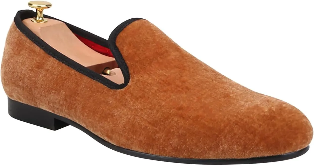 Santimon Mens Loafers Slip On Wedding Dress Velvet Penny Loafers Fashion Tuxedo Casual Business Luxury Suede Shoes Prom Smoking Party Disco Moccasins for Men