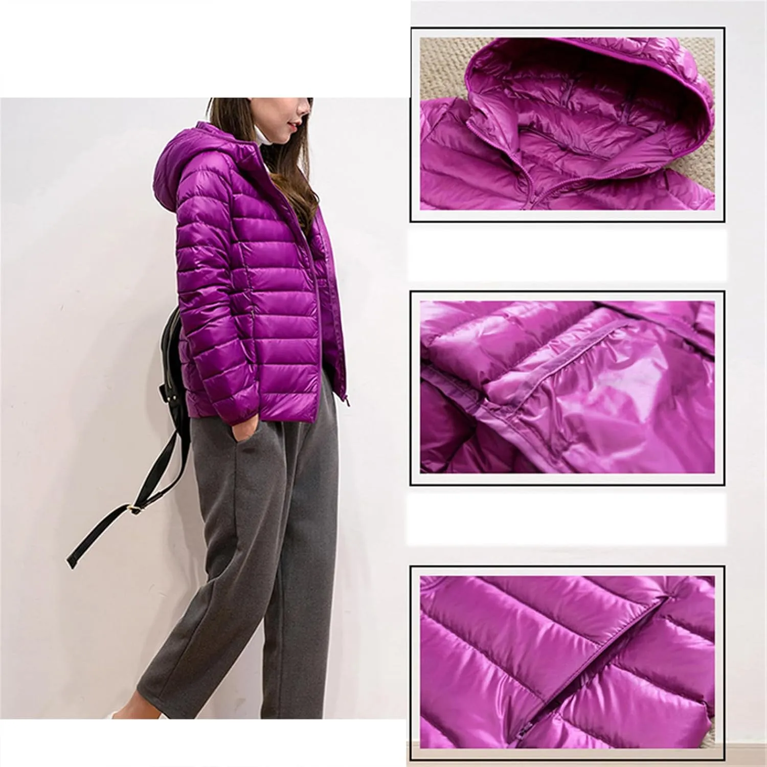 SaoBiiu Women Down Jacket Warm Hooded Coat Ultralight Quilted Puffer Jacket Female Windproof Parka