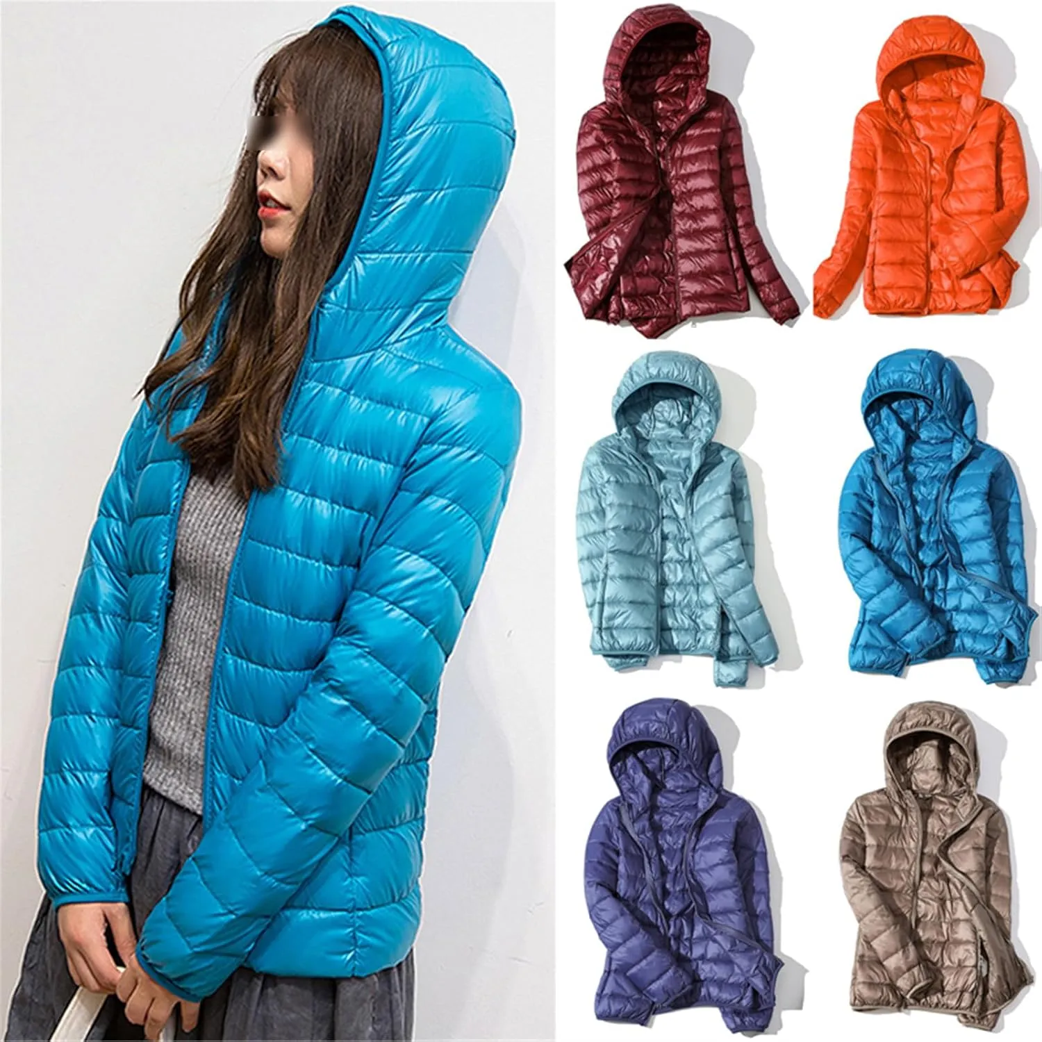SaoBiiu Women Down Jacket Warm Hooded Coat Ultralight Quilted Puffer Jacket Female Windproof Parka