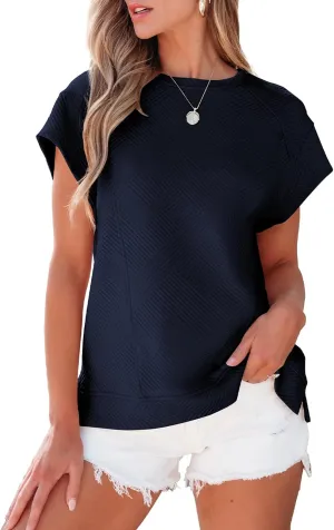 SHEWIN Oversized T Shirts for Women Crewneck Short Sleeve Casual Summer Tops Tees
