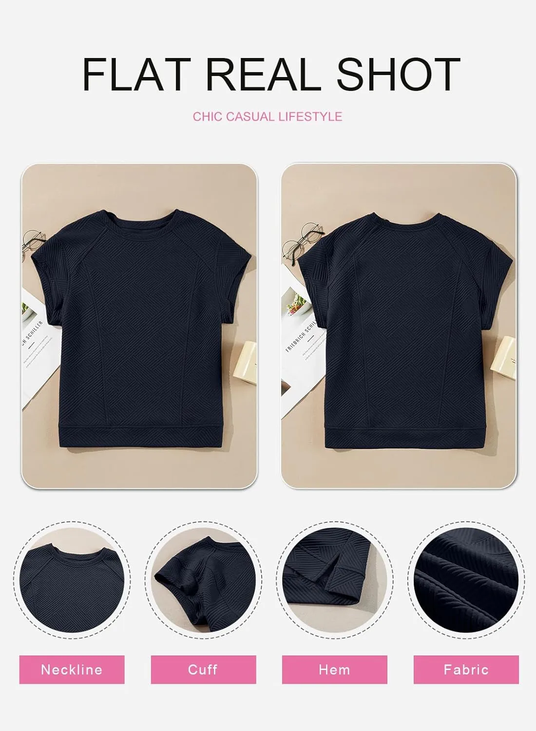 SHEWIN Oversized T Shirts for Women Crewneck Short Sleeve Casual Summer Tops Tees