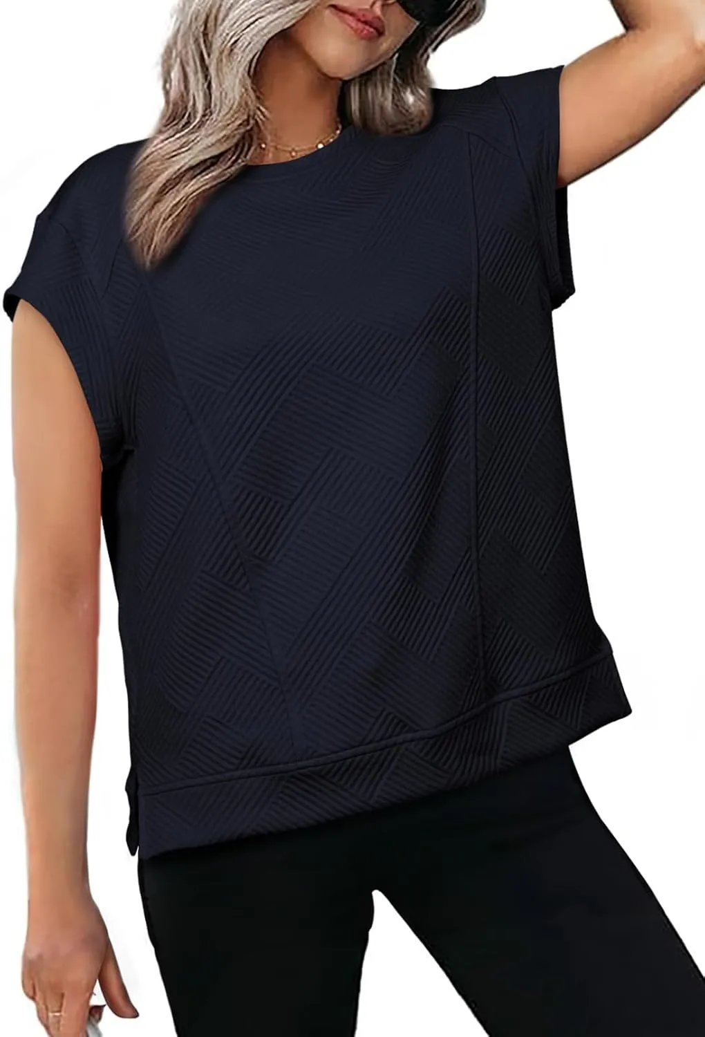 SHEWIN Oversized T Shirts for Women Crewneck Short Sleeve Casual Summer Tops Tees