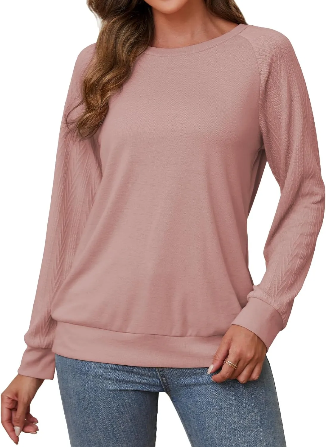 Shirts for Women Lightweight Business Casual Long Sleeve Crewneck Tops Womens Fashion 2025