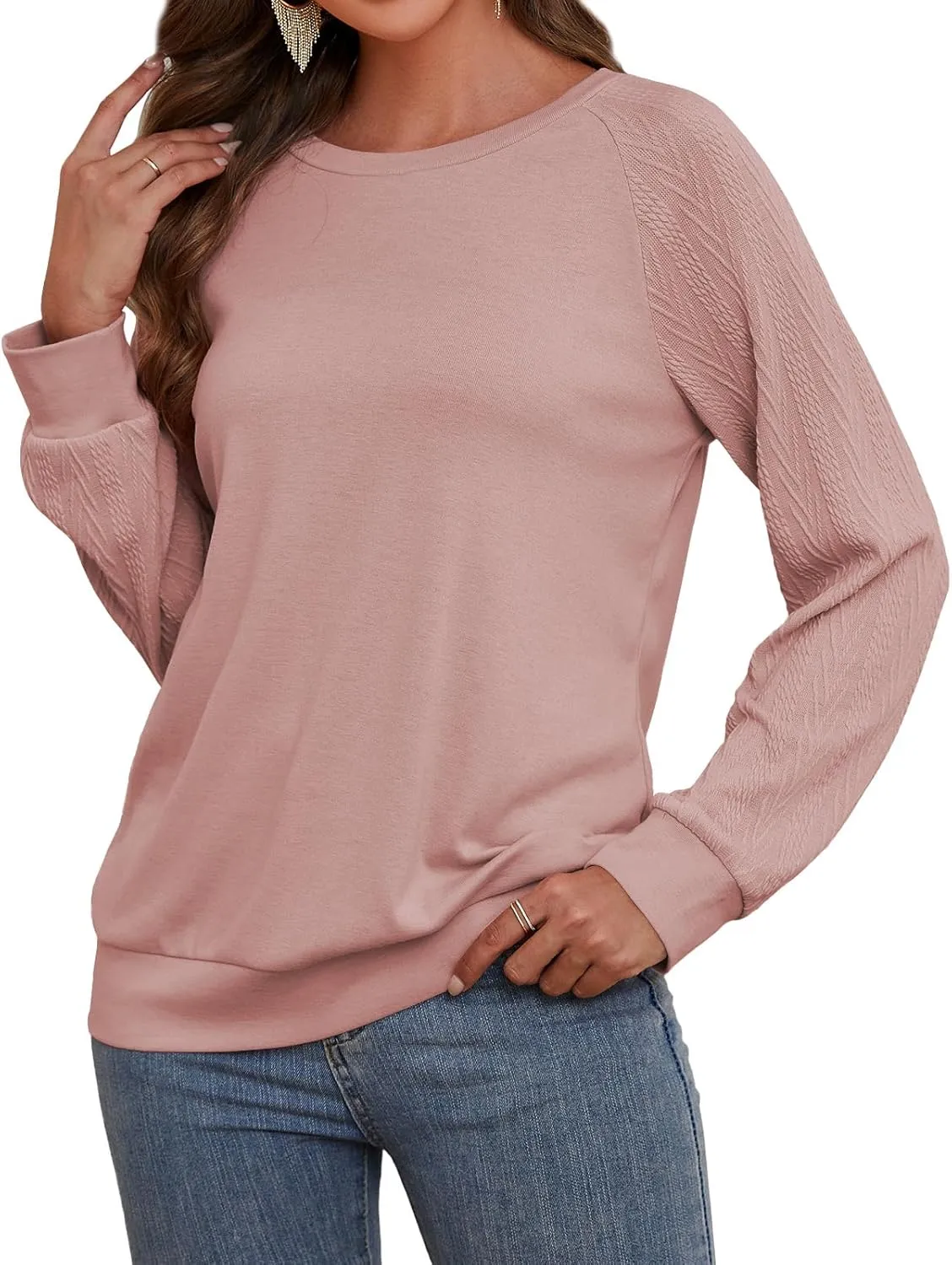 Shirts for Women Lightweight Business Casual Long Sleeve Crewneck Tops Womens Fashion 2025