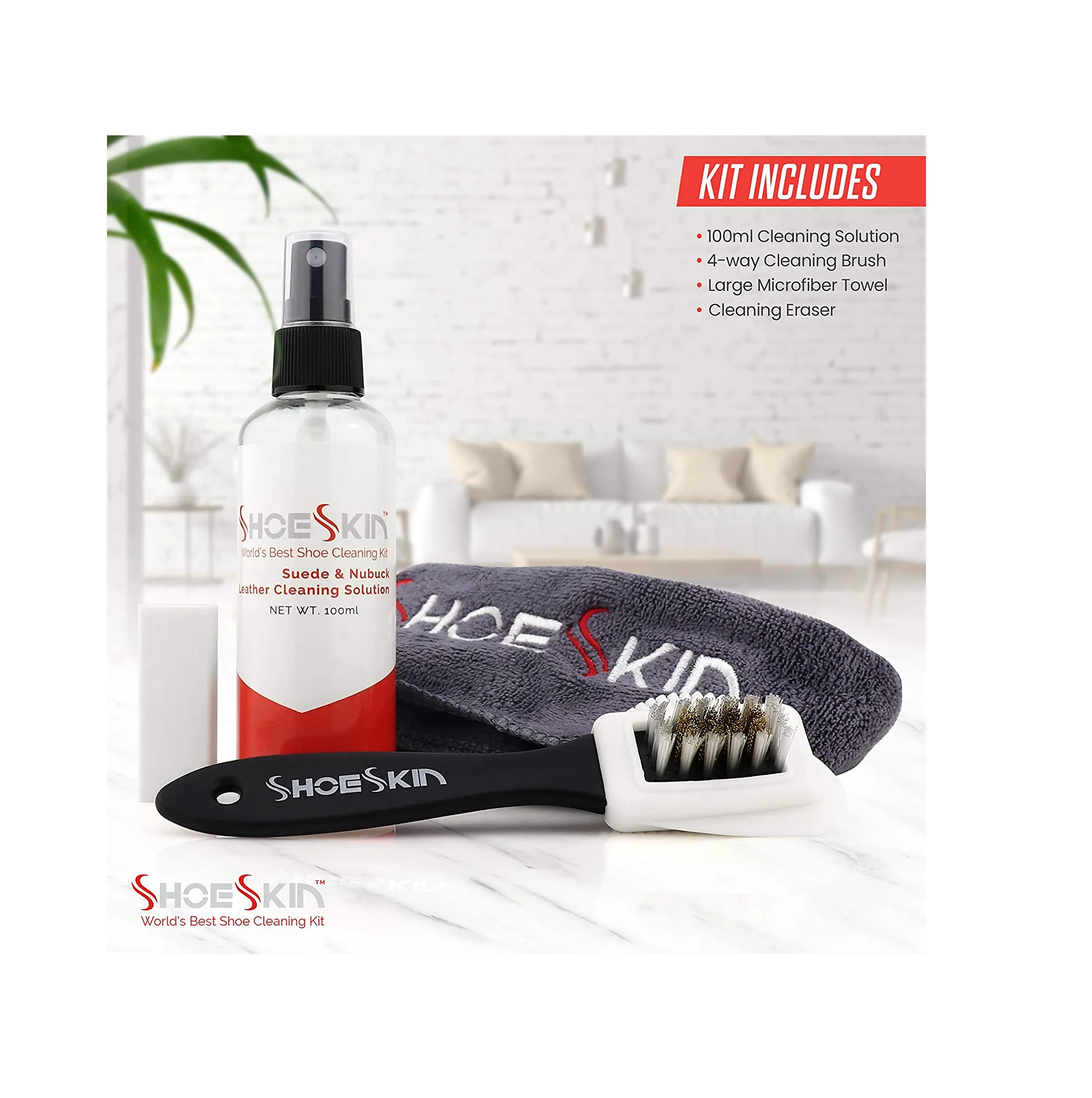 ShoeSkin Shoe Cleaner Kit - Works for Suede and Nubuck Leather Dress Shoes