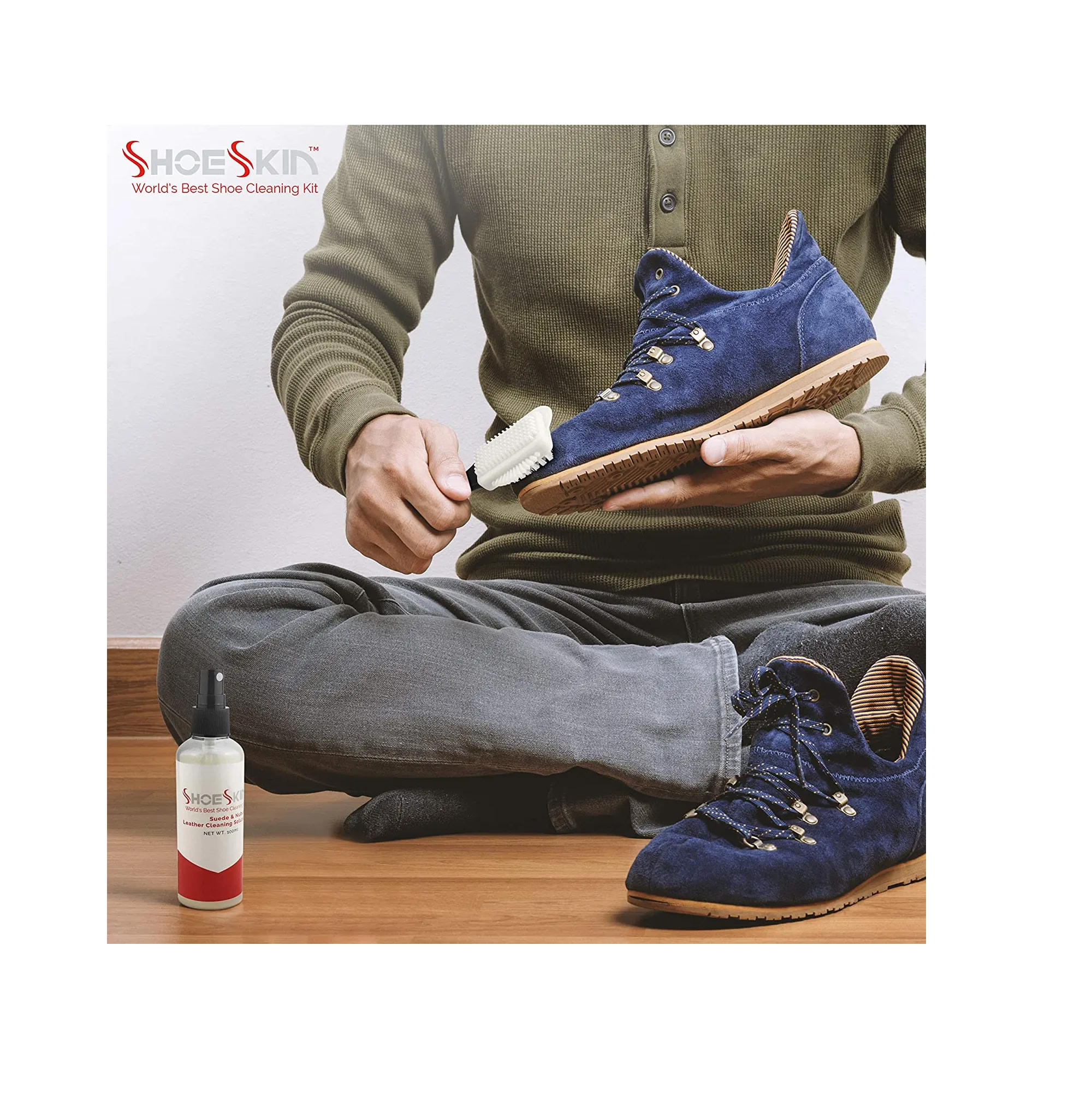 ShoeSkin Shoe Cleaner Kit - Works for Suede and Nubuck Leather Dress Shoes