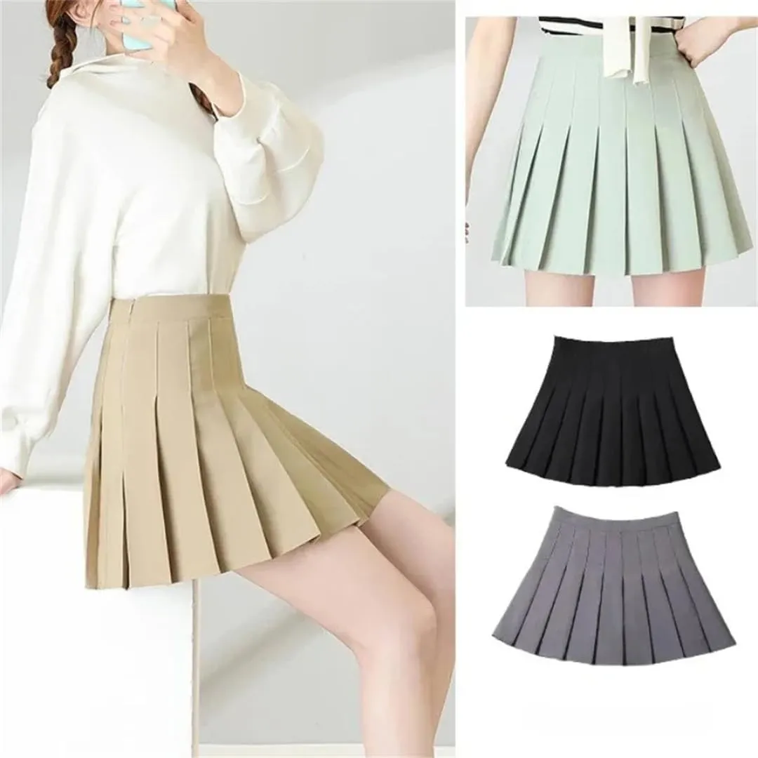 Short Skirts for Women Summer School Uniform Girl High Waist Mini Pleated Skirt