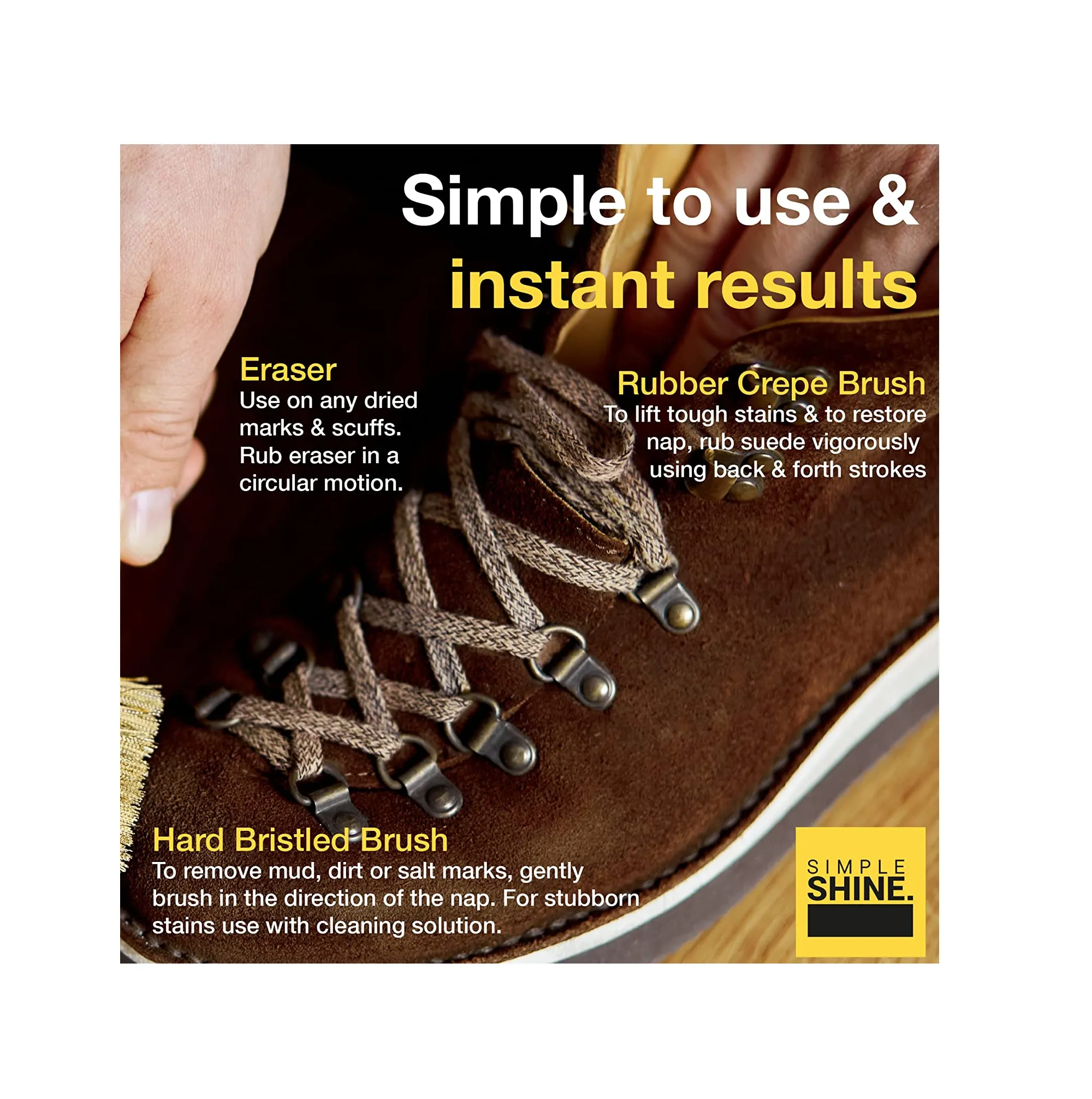 Simple Shine Complete Shoe Cleaning Bristle Brushes Kit