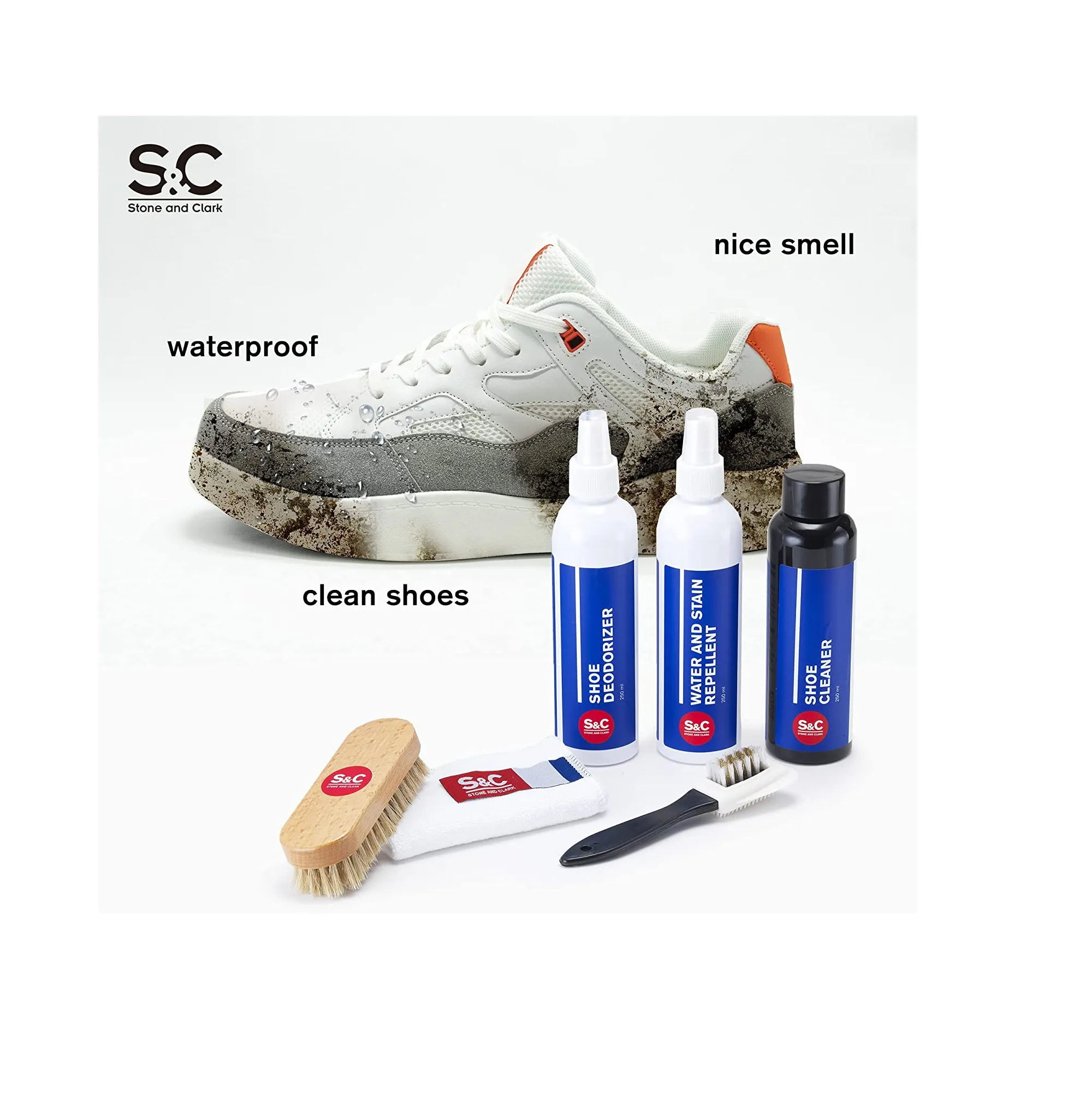 Stone and Clark Premium Sneaker Cleaner Kit 6 in 1 Premium Kit Large