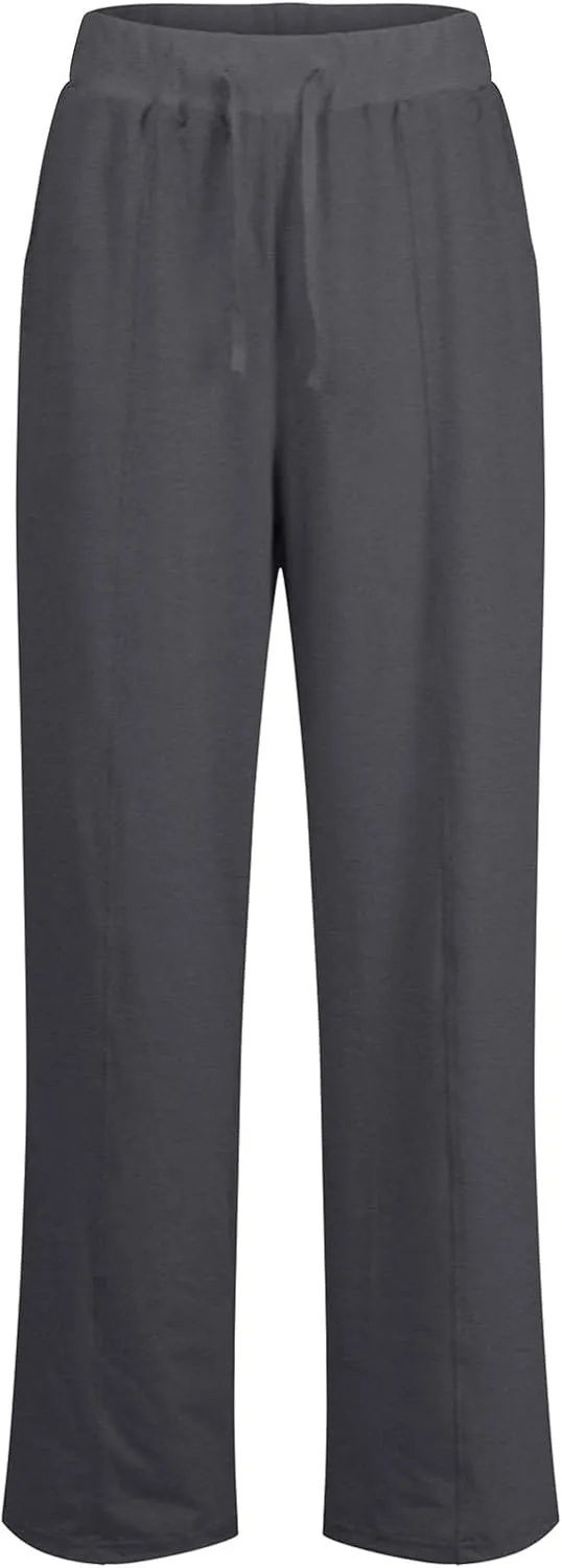 Straight Wide Leg Sweatpants for Women Baggy Drawstring Low Rise Flare Sweatpants Oversized Lounge Pants with Pocket