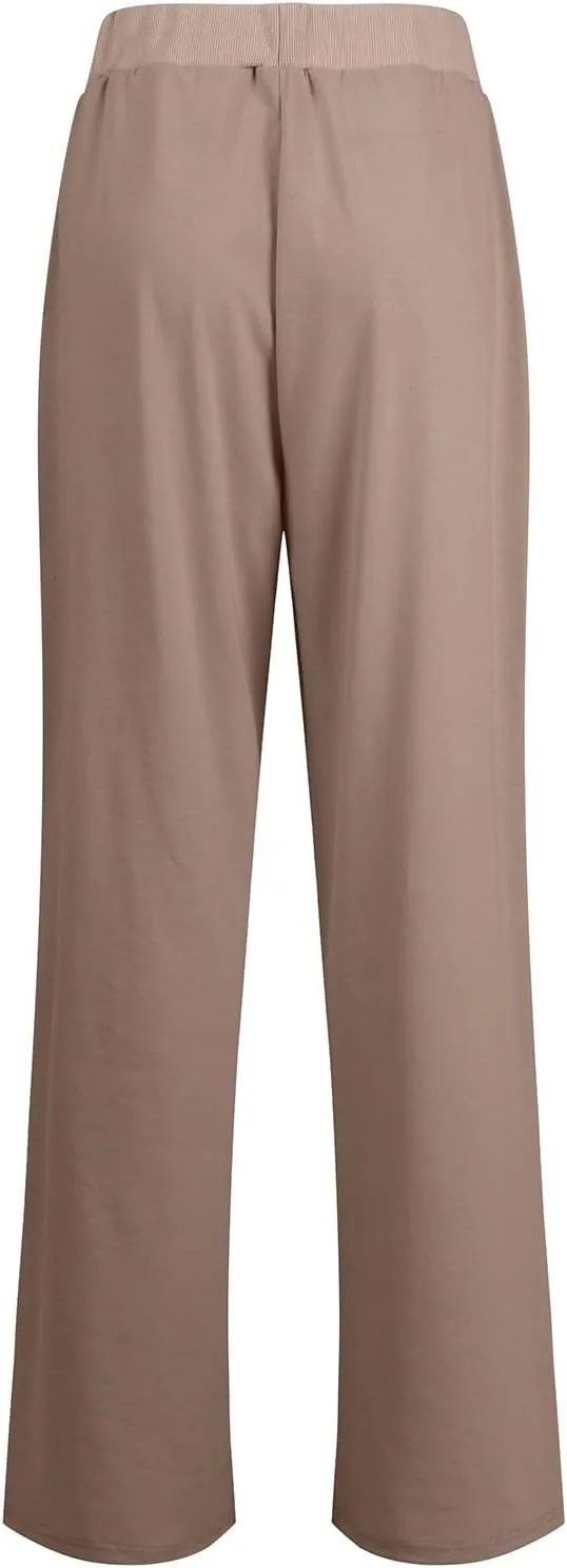 Straight Wide Leg Sweatpants for Women Baggy Drawstring Low Rise Flare Sweatpants Oversized Lounge Pants with Pocket