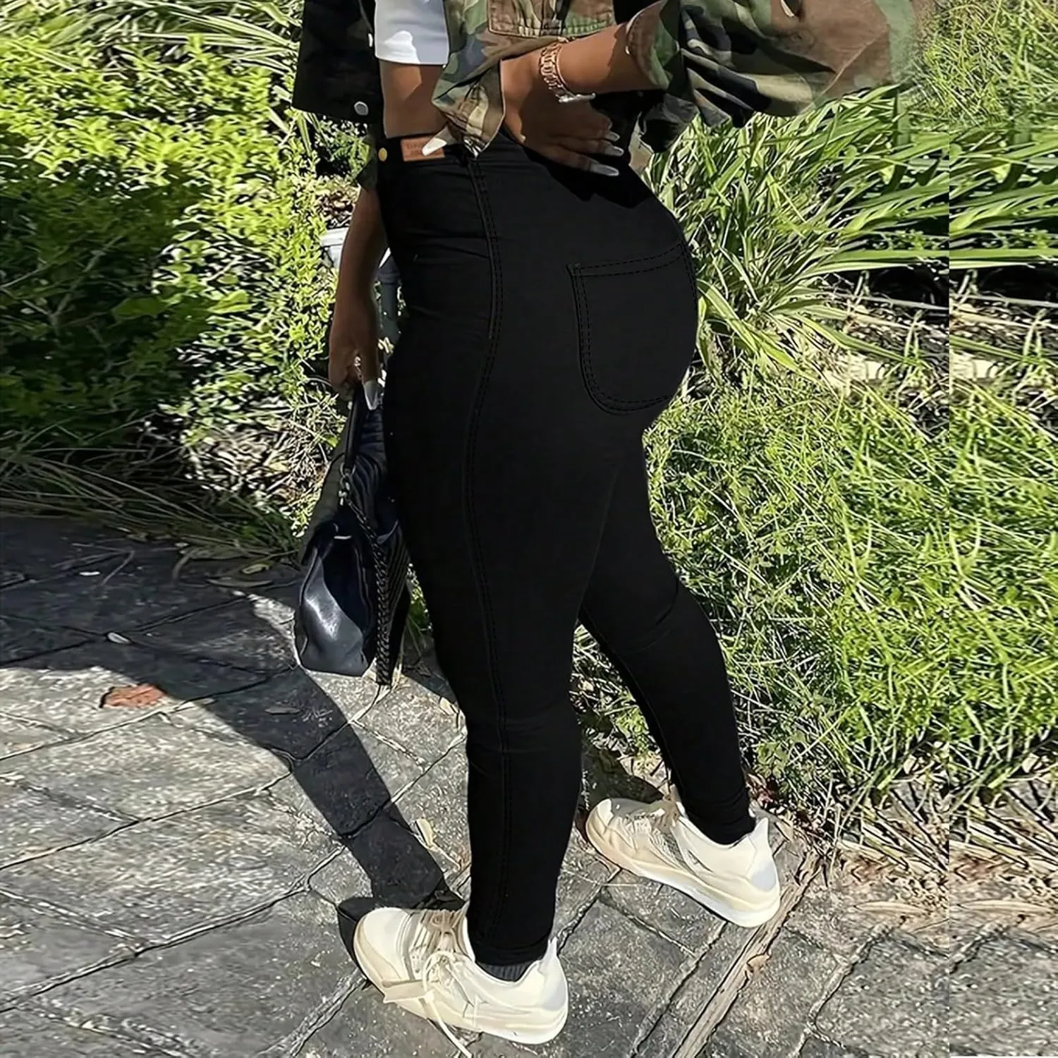 Stretch Jeans for Women Skinny Tummy Control High Waisted Jeans Butt Lifting Plus Size Pull On Denim Pants with Pockets